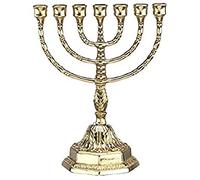Candelabro de latón Ebraico, portavelas judío, 7 brazos, altura aprox. 23 cm, candelabro barroco, decoración de mesa 82305