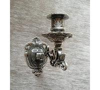 Candelabro de latón para piano de plata antigua, soporte de pared para velas, soporte de pared bruñido, giratorio