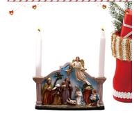 Candelabro de pesebre de Navidad | Estatua de candelabro de Navidad para fiesta, decoración de mesa de pesebre de Navidad de resina para cristiano católico, decoración católica met