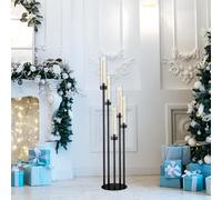 Candelabro de pie de 5 Brazos y 42,5 Pulgadas de Alto, Centro de Mesa, Juego de candelabros de Metal con Pantalla acrílica para Bodas, Fiestas y decoración del hogar(Schwarz)