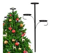 Candelabro de triple árbol | Portavelas triple negro para árbol de Navidad | Centro de mesa de exhibición de velas de metal de niveles para estante de vacaciones de invierno, cocina, dormitorio