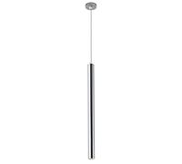 Candelabro De Tubo Largo LED Lámpara Colgante De Isla De Cocina Lámpara De Suspensión De Cilindro De Una Sola Cabeza Lámpara Colgante De Aluminio Plateado Luz Colgante De Dormitorio