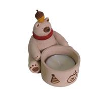 Candelabro - Oso castaño, centro de mesa decorativo, base pesada para estabilidad estructural, vaso de vela seguro, función de aumento de fuente de luz sistemática, ideal para el hogar