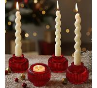 Candelabros cnicos acanalados rojos Kate Aspen para candelabros, juego de 4 candelabros, candelabros votivos, decoracin de cocina roja, candela