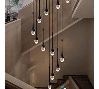 Candelabros Colgantes De Cristal Con Forma De Gota VestíBulos De Techo De edificio dúplex Entrada Candelabros De 12 Luces Dimmbale Escalera LáMpara Colgante Grande Accesorios De IluminacióN Led,Negra