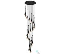 Candelabros Colgantes De Cristal Con Forma De Gota VestíBulos De Techo De edificio dúplex Entrada Candelabros De 20 Luces Dimmbale Escalera LáMpara Colgante Grande Accesorios De IluminacióN Led,Negra