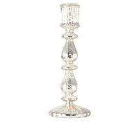 Candelabros cónicos de Vidrio para centros de, Silver M | Candelabros Vintage acanalado decoración de borosilicato acento para de comedor estante de repisa estilo pieza