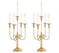 Candelabros de Boda Candelabros de Piso Alto - 2 Candelabros Dorados de 5 Brazos Inweder 50cm Portavelas de Metal en Espiral Portavelas Antiguos para Centros de Mesa de Navidad Ceremonia Recepci贸n
