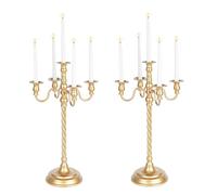 Candelabros de Boda Candelabros de Piso Alto - 2 Candelabros Dorados de 5 Brazos Inweder 53cm Portavelas de Metal en Espiral Portavelas Antiguos para Centros de Mesa de Navidad Ceremonia Recepci贸n