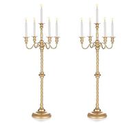 Candelabros de Boda Candelabros de Piso Alto - 2 Candelabros Dorados de 5 Brazos Inweder 88cm Portavelas de Metal en Espiral Portavelas Antiguos para Centros de Mesa de Navidad Ceremonia Recepci贸n
