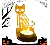 Candelabros de Halloween,Candelabro De Gato Esqueleto, Horror Esqueleto Gato Halloween Portavelas de Mesa Que proyectan Un Gato para Sala de Estudio