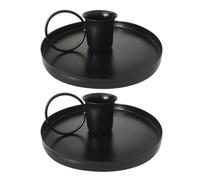 Candelabros de Hierro Antiguos - 2 Piezas Cilíndricos Cónicos de Metal, Adecuados para Decoración Navideña, Bodas y Lujo (Negro)