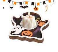 Candelabros Decorativos de Halloween | Centros Mesa Espeluznantes | Soporte para Velas de Té con Calabaza Fantasma | Para hogar, dormitorio, cocina, superficie, estantería, armario, repisa, vestíbulo,