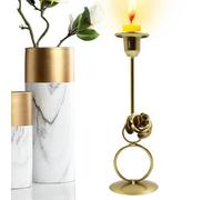 Candelabros, Dorados Candelero - High-Performance Romántico Dorado De Hierro, Fundido con Flores Centro, Mesa Decorativo Elegante Vintage para | Multipurpose Outdoor Indoor Utility