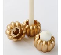 Candelabros Kate Aspen 2 en 1 con forma de calabaza dorada, candelabros c nicos, portavelas y portavelas votivas (juego de 6), decoraci n para me
