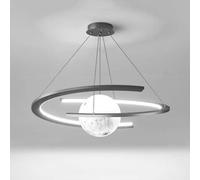 Candelabros, Lámparas Redondas Led Modernas 3D Printimoon Planet Milk Ceilihangingp para Dormitorio de Niños Diniroom Liviroom/Negro/a