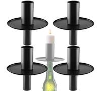 Candelabros Portavelas de Metal Candelero Negro Retro Palmatorias Soporte para Botellas Velas Candelabro Decorativos para San Valentín Navidad Fiesta de Bodas 4PCS
