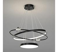 Candelera de anillo negro, luz colgante LED moderna de 48W, accesorio de lámparas de colgantes de metal lineal con sombra de panel acrílico, lámparas de suspensión minimalistas nórdicas para sala de