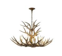 Candelera de asta de ciervos, 6-8 cabezas Lámpara de ciervo de decoración de interiores Rústico Material de resina, bombillas LED, decoración interior rústica, iluminación del hogar que incluye