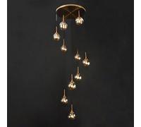 Candelera de la escalera Chandeliers de vidrio conciso modernos, lámparas de araña de escaleras giratorias E14, lámparas de lámpara de lujo de luz nórdica creativa, para la sala de estar Dúplex