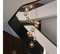 Candelera de la escalera Chandeliers de vidrio conciso modernos, lámparas de araña de escaleras giratorias E14, lámparas de lámpara de lujo de luz nórdica creativa, para la sala de estar Dúplex