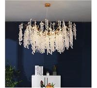 Candeleras LED Modern Luxury Chandeliers Lighting Lámparas de interior Lámpara de cristal Lámpara colgante de vidrio G9 para sala de estar dormitorio de oro Decorar luz (color: cipero, tamaño: