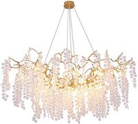 Candeleras LED Modern Luxury Chandeliers Lighting Lámparas de interior Lámpara de cristal Lámpara de vidrio G9 para sala de estar dormitorio de oro Decorar luz (color: dtypelong, tamaño: blanca) KeYJ