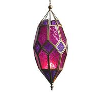 Candelero de estilo marroquí para colgar, de cristal, grande, color lila/rosa