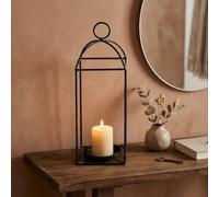 Candelero de hierro resistente de 22 cm para decoración del hogar (tamaño | Estilo europeo minimalista, 35 cm de longitud, elegante acabado negro, centro de mesa de comedor, ambiente romántico