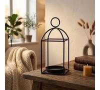 Candelero de hierro resistente de 22 cm para decoración del hogar (tamaño | Estilo europeo minimalista, 35 cm de longitud, elegante acabado negro, centro de mesa de comedor, ambiente romántico