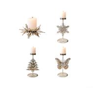 Candelero de hierro resistente diseñado para uso en mesa de vacaciones con diseño de copo de nieve para creación de ambiente estacional (C)