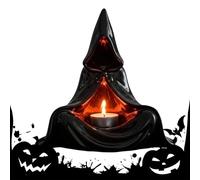 Candelero de hombre con capa, exhibición de velas de Halloween, misteriosa estatua gótica, acento de habitación embrujada, adorno de mesa de noche, soporte para luz de vela de café, figura decorativa