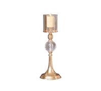 Candelero Light Luxury Metal Glass Tall Candlestick Candlelight Dinner Decoration Ornaments(Pequeño)