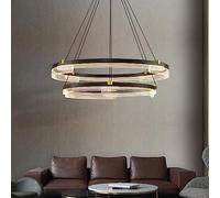 Candelier de mediados de siglo Negro de oro negro LED 2 anillo Candelera de techo redondo para comedor Luz de colgante de colgantes industrial para la sala de estar de la sala de estar de la sala del