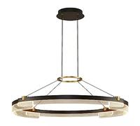 Candelier de mediados de siglo Negro de oro negro LED 2 anillo Candelera de techo redondo para comedor Luz de colgante de colgantes industrial para la sala de estar de la sala de estar de la sala del