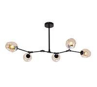 Candelier Industrial Arte Hierro Artelier Mediados Siglo Iluminación Colgante Luz Techo Ajustable Accesorio para Cocina la Barra del Pasillo, Gris Humo, lámpara de (ámbar, 5 Luces)