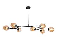 Candelier Lights Industrial Iron Art Chandelier Lighting Coste Mediados Siglo Luz Techo Ajustable para Cocina la Barra del Pasillo, Gris Humo, lámpara de (ámbar, 7 Luces)