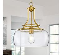 Candelier Rustic Farmhouse Industrial Round Semi-Flushmount LED LED LED LIGHTre con Tonos de Vidrio Transparente para la Entrada de vestíbulo de Cocina de baño, H 30 x W 34, Base, níquel Cepillado