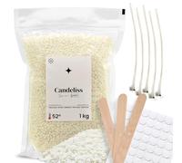 CANDELISS Kit para hacer velas 1kg. Kit de fabricación para hacer Velas Caseras Set kit manualidades para adultos Pack hacer velas con cera de soja niños y adultos candle making kit (1kg)