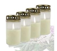 Candelo Juego de 4 velas para cementerio con tapa, color blanco, 54 horas
