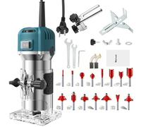 Candeon Fresadora Para Madera Compacta, 6,35 Mm Fresadora De Cantos De Mano Portátil, 800W 28000Rpm Fresadoras Eléctrica Para Madera Enrutador De Palma Eléctrico Con 15 Fresas