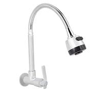 Candeon Grifo Cocina Fregadero De Pared Flexible, 360° Giratorio Grifo De Cocina Y BañO De Agua Fria Con 2 Tipos Aerosoles, Acero Inoxidable Monomando Grifo Para Fregadero De Cocina, Ahorro De Agua