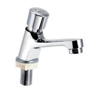 Candeon Grifos Para Lavabos de Baño, Retardo de Tiempo Grifo de Lavabo Grifos Cocina Fregadero Grifo Monomando Lavabo Cierre Automático Ahorro de Agua Grifo Baño, Cromo