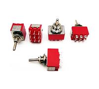 Candeon Mini interruptor de palanca - 5 piezas MTS-303 Micro interruptor de palanca 9 pines 3 posiciones 120V/5A 250V/2A ON-ON DPDT Interruptores de botón pulsador (rojo)