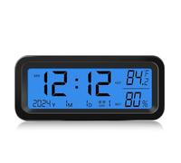 Candeon Reloj de Tablero de Automóvil, 3 en 1 Reloj de Automóvil Digital/termómetro/higrómetro, Monitor de Humedad de Temperatura de Reloj Digital del Tablero Solar con Luz de Fondo