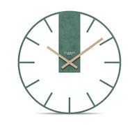 Cander Berlin JUVIRA XXL Reloj de pared vintage silencioso, 40 cm, tablero de fibra de densidad media, manecillas de madera, sin ruido de tictac, grande, moderno, verde, salón, cocina