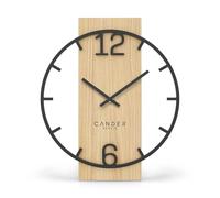 Cander Berlin Melora Reloj de mesa silencioso de 20 cm, metal, manecillas de madera, sin ruido de tictac, moderno, negro, salón, cocina, vintage