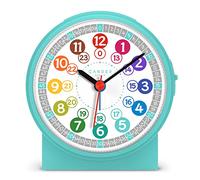 Cander Berlin MNU 1009 T - Despertador infantil silencioso, turquesa, silencioso, luz silenciosa, reloj de mesa, iluminación para habitación infantil, niños y niñas