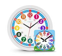 Cander Berlin MNU 1030 Reloj de pared infantil (diámetro de) una vez 30,5 cm reloj de pared infantil que hace Relojes de presión y un diseño alegre de animales con - Visualización de la hora del día el aprendizaje