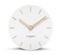 Cander Berlin MNU 2515 F - Reloj de mesa silencioso sin tictac, 15 cm, analógico, funciona con pilas, color blanco